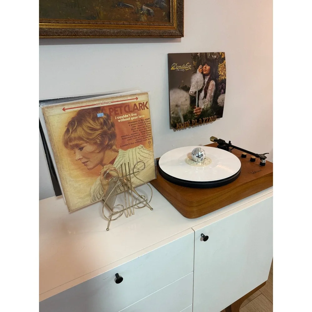 Vintage 1950s Gold Wire Vinyl Record Holder Mid Century LP Rack
